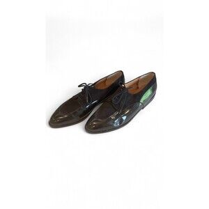 Robert Clergerie pour Barneys NY Black Suede and Patent Derby Flats, 9.5, VTG